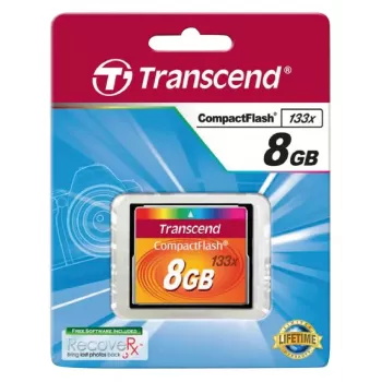 Karta CompactFlash Transcend TS8GCF133, 8 GB, odczyt 50 MB/s, zapis 20 MB/s