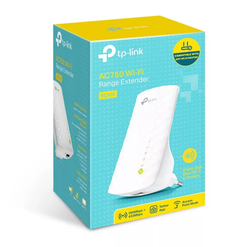 Wzmacniacz sieciowy TP-Link RE200, repeater sieciowy, biały, 10, 100 Mbit/s