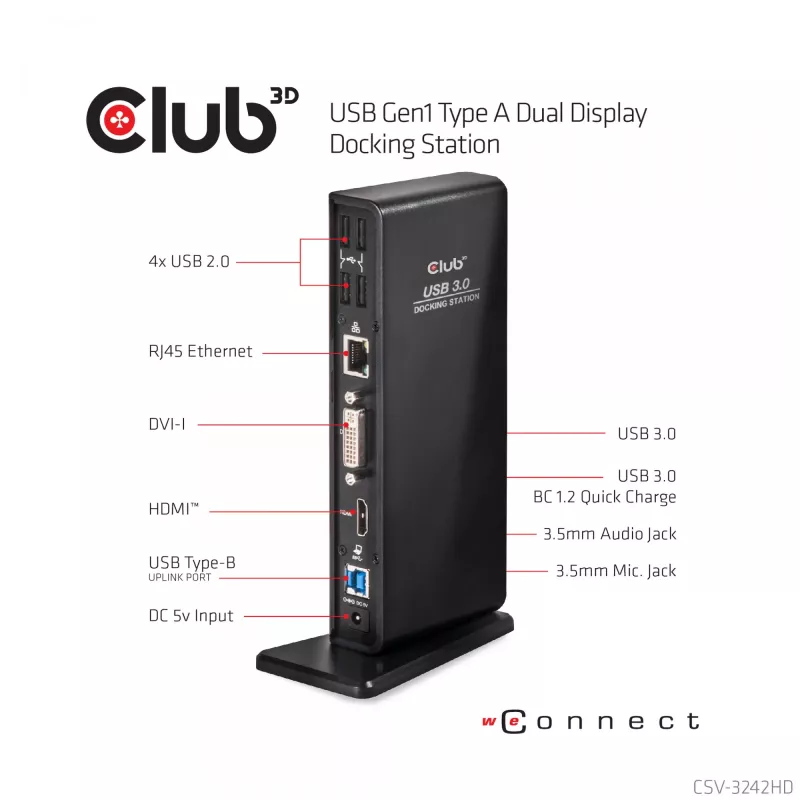 Stacja dokująca CLUB3D USB Gen1 Type A Dual Display (HDMI i DVI) DisplayLink™