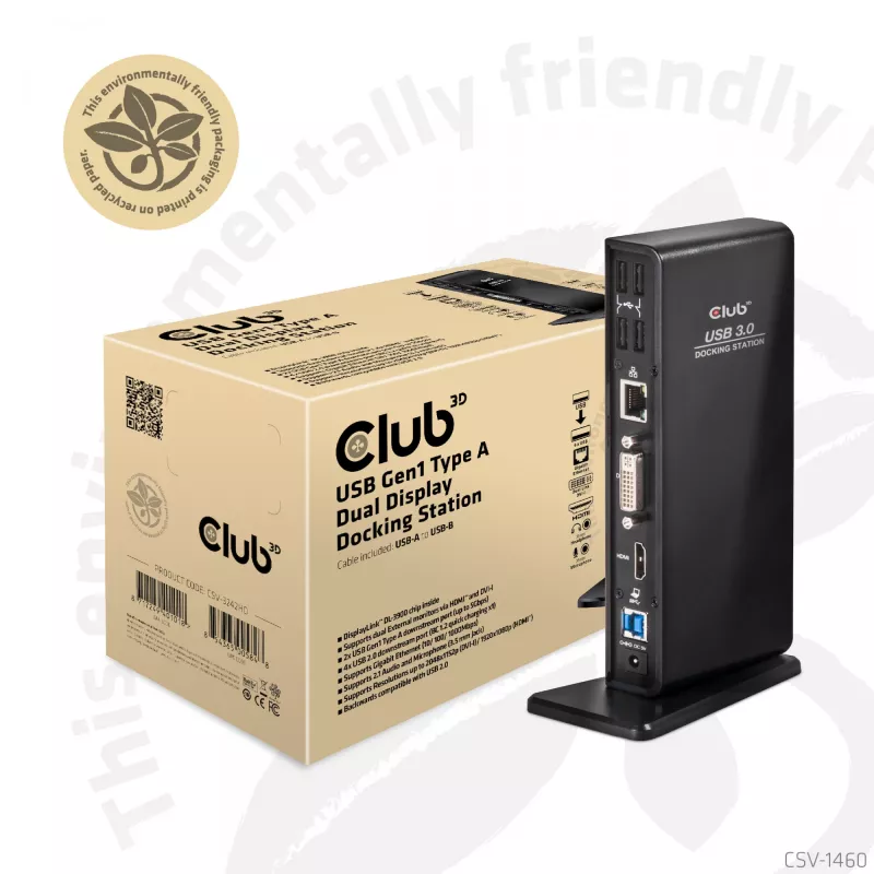 Stacja dokująca CLUB3D USB Gen1 Type A Dual Display (HDMI i DVI) DisplayLink™