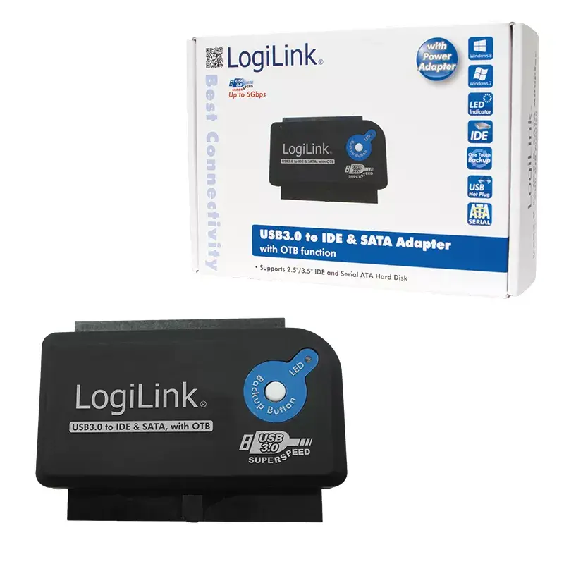Adapter złączy LogiLink AU0028A USB 3.0 IDE SATA Czarny