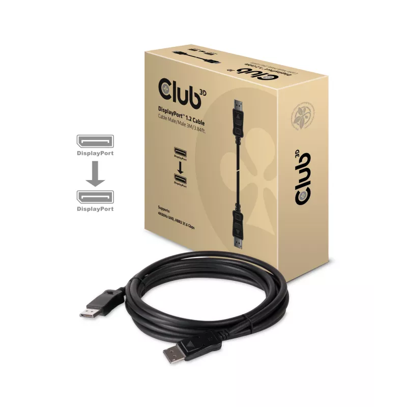 Kabel CLUB3D Displayport 1.2 M/M 3 metry 4K60Hz 21.6Gbps