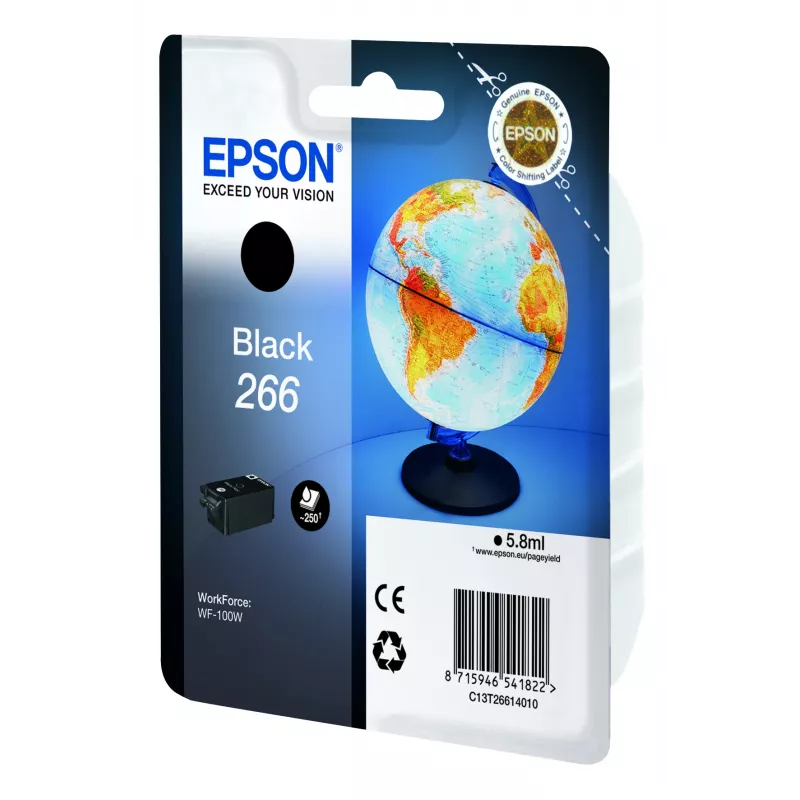 Epson Globe Singlepack Czarny 266 wkład atramentowy, Czarny, Atrament pigmentowy, 5.8 ml, 1 szt., 250 stron