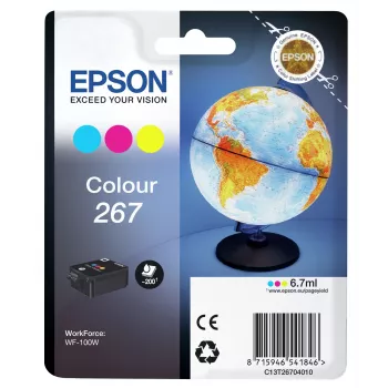 Epson Globe Singlepack Colour 267 wkład atramentowy, cyjan, magenta, żółty, Atrament pigmentowy, 6,7 ml, 1 szt., 200 stron