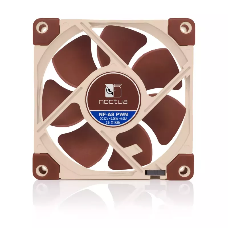Wentylator obudowy Noctua NF-A8 PWM — 80 mm, 12 V, 450–2200 RPM, 55,5 m³/h, 17,7 dB, MTBF 150000 h
