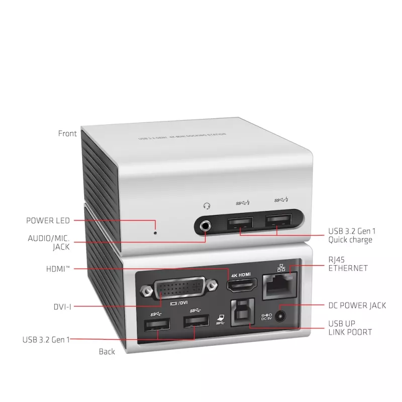 CLUB3D USB 3.2 Gen 1 4K UHD przy 30Hz Mini Stacja Dokująca Ultra Smukły Design