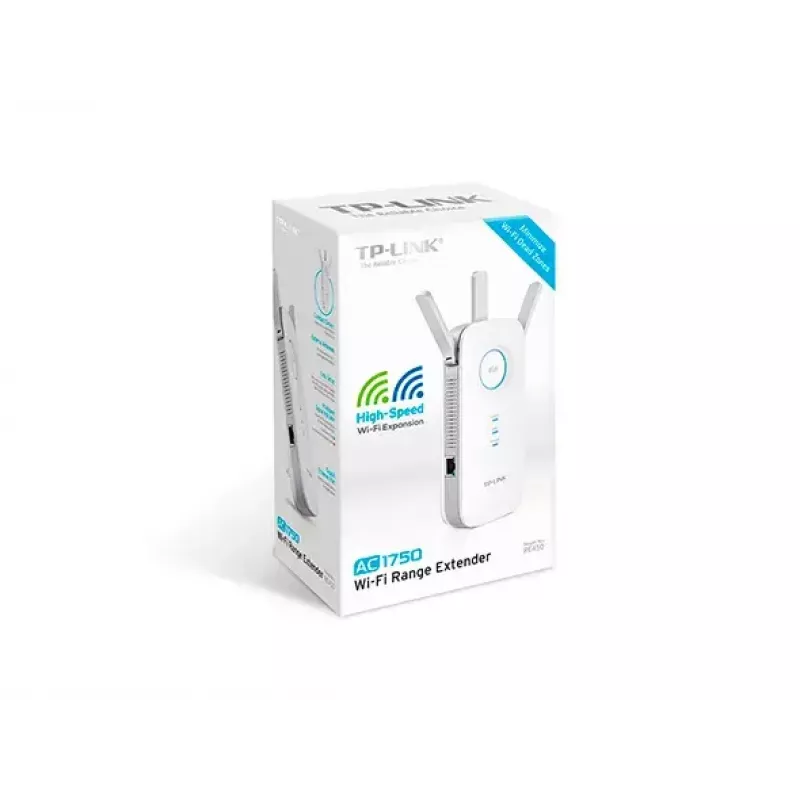 TP-LINK Extender RE450 802.11ac, 2,4 GHz/5 GHz, 450+1300 Mbit/s, 10/100/1000 Mbit/s, port Ethernet LAN (RJ-45) 1, typ anteny 3x zewnętrzna