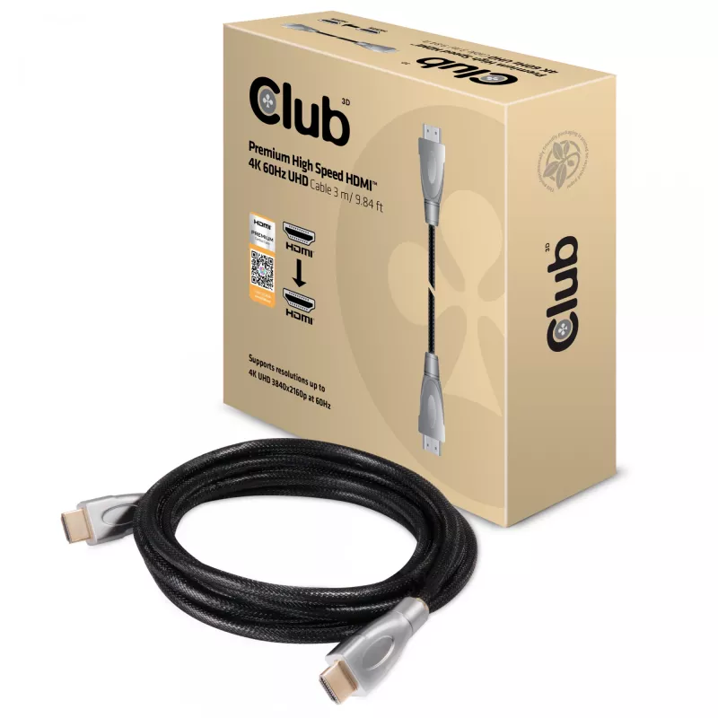CLUB3D HDMI 2.0 Kabel 3M UHD 4K/60Hz 18Gbps Certyfikowany Premium High Speed