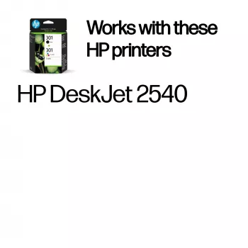 HP 301 2-pack Black/Tri-color Original Ink Cartridges, Black, Cyan, Magenta, Yellow, Pigment-based ink, 2 pc(s), 170 pages
