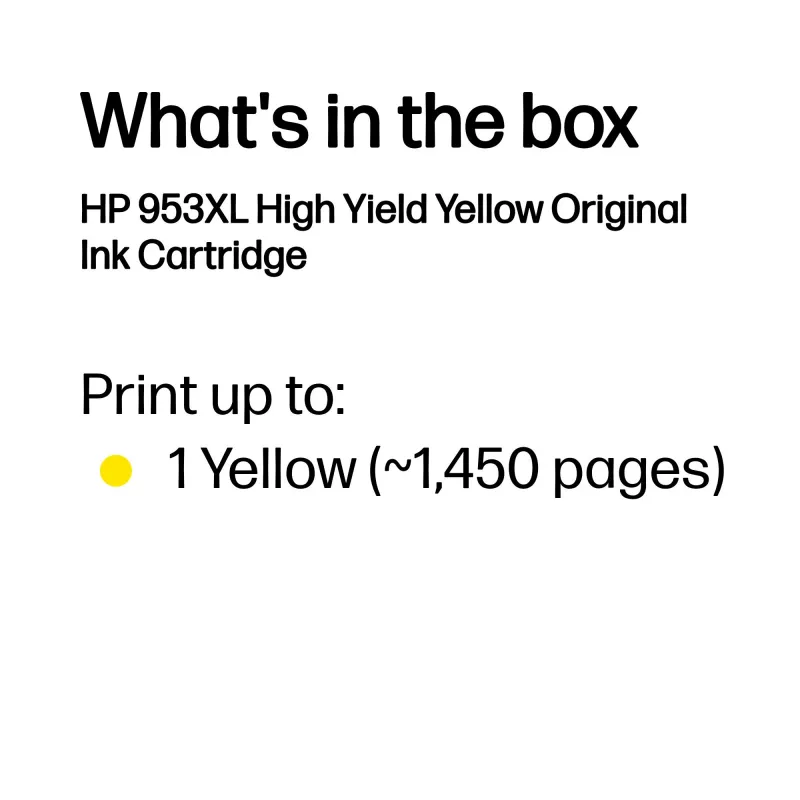 HP 953XL wysokowydajny żółty oryginalny wkład z atramentem, żółty, 1 szt., 1450 stron