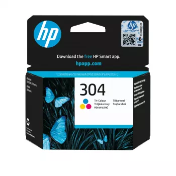 HP 304 trójkolorowy oryginalny wkład z atramentem, Cyjan, Magenta, Żółty, 1 szt., 100 stron