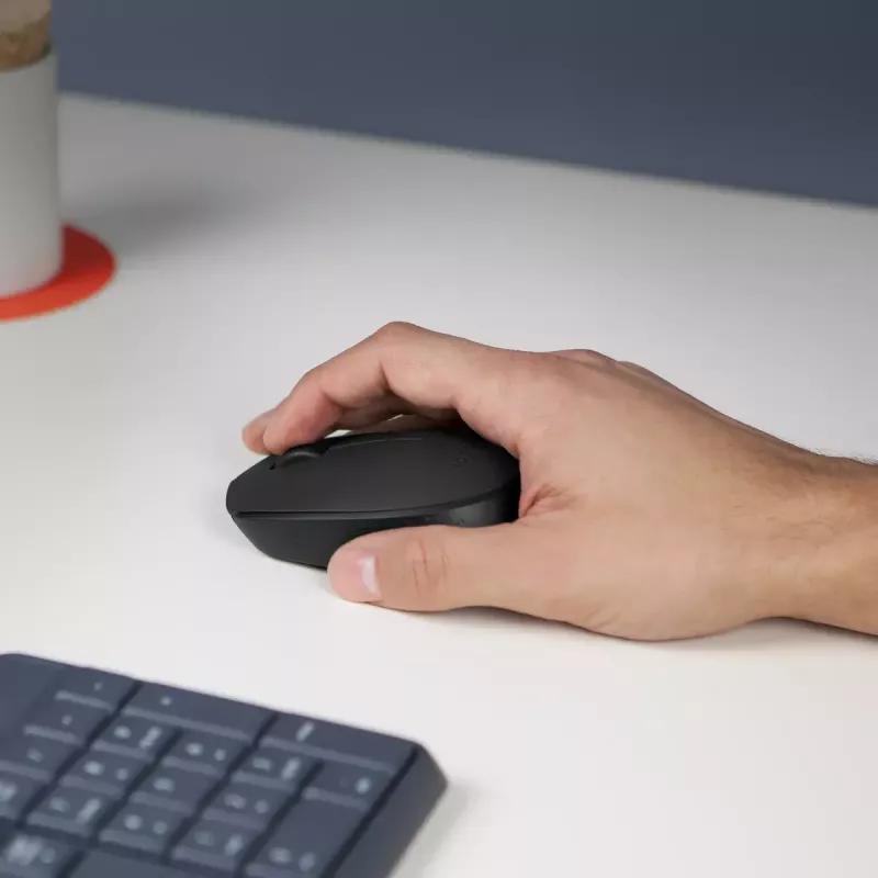 Bezprzewodowa mysz optyczna Logitech B170 RF, oburęczna, 3 przyciski, czarna, zasięg 10 m, bateria do 12 miesięcy