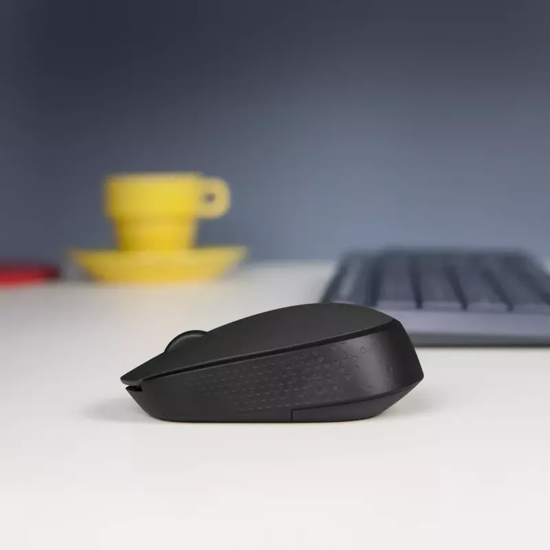 Bezprzewodowa mysz optyczna Logitech B170 RF, oburęczna, 3 przyciski, czarna, zasięg 10 m, bateria do 12 miesięcy