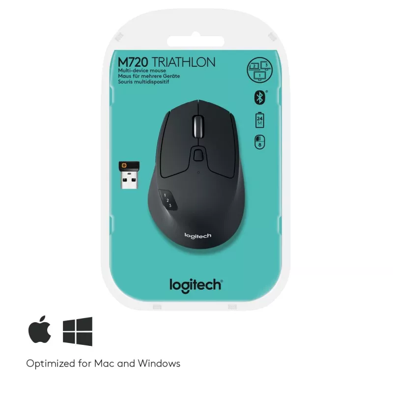 LOGITECH M720 Triathlon Wielourządzeniowa Mysz Bezprzewodowa - Czarna