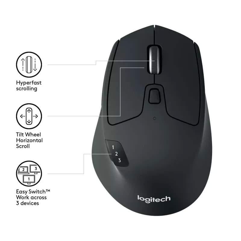 LOGITECH M720 Triathlon Wielourządzeniowa Mysz Bezprzewodowa - Czarna