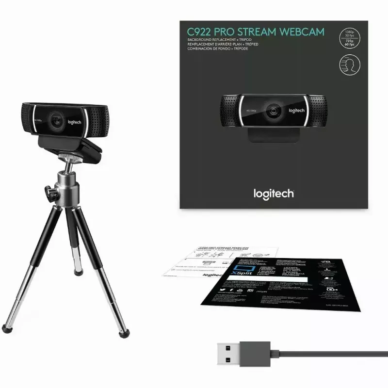 Logitech C922 1920 x 1080pixels USB Czarna kamera internetowa