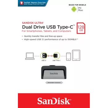 Pendrive SanDisk 128 GB USB Type-A USB Type-C Ultra Dual Drive