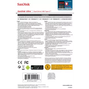 Pamięć flash USB SanDisk 64GB USB Type-A USB Type-C Ultra Dual Drive