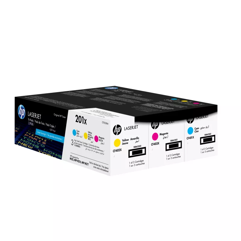 HP 201X 3-pack Wysoka Wydajność Cyan/Magenta/Yellow Oryginalne LaserJet Tonery