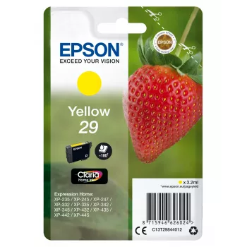 Epson Strawberry pojedyncze opakowanie Żółty 29 Claria Home Ink, standardowa wydajność, żółty, atrament pigmentowy, 3.2 ml, 1 szt., 180 stron