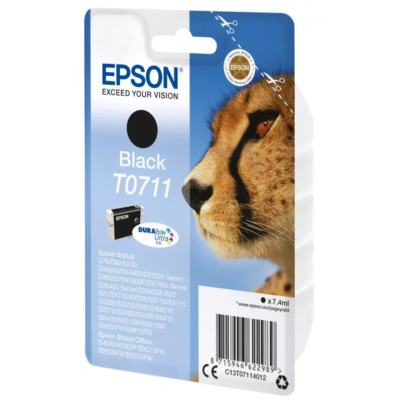 Epson Cheetah Singlepack Czarny T0711 DURABrite Ultra Ink