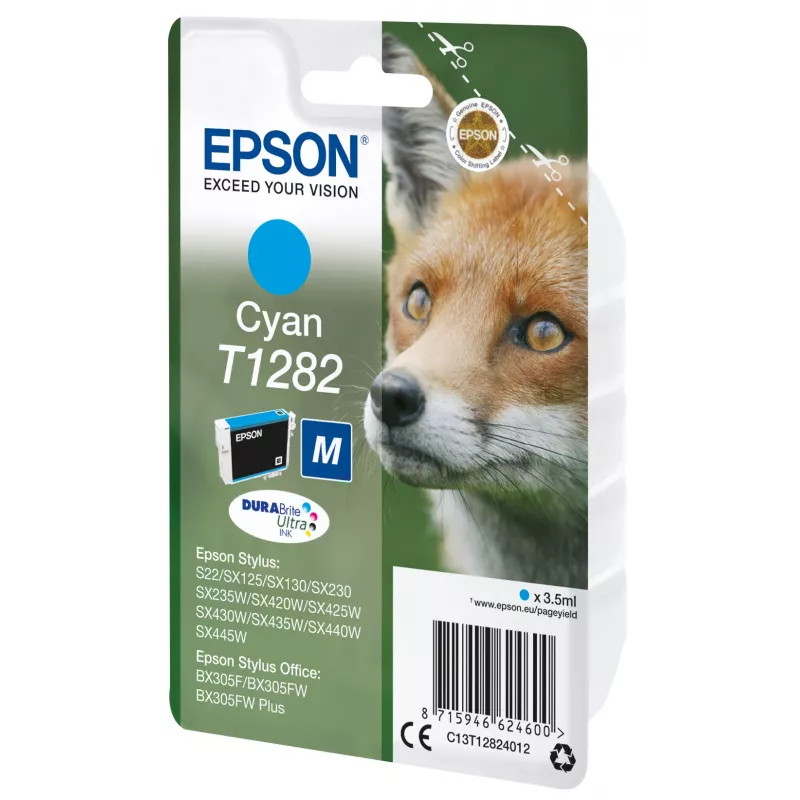 Epson Fox Singlepack cyjan T1282 DURABrite Ultra Ink, cyjan, 3,5 ml, 1 szt., 260 stron