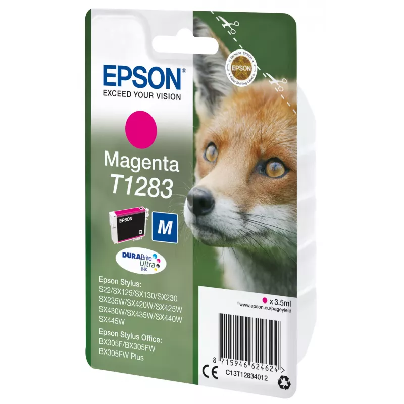 Epson Fox Singlepack Magenta T1283 DURABrite Ultra Ink, Magenta, atrament pigmentowy, 3.5 ml, 1 szt., 160 stron