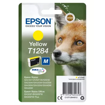 Epson Fox Singlepack żółty T1284 DURABrite Ultra Ink, żółty, atrament pigmentowy, 3.5 ml, 1 szt., 260 stron