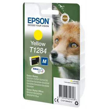 Epson Fox Singlepack żółty T1284 DURABrite Ultra Ink, żółty, atrament pigmentowy, 3.5 ml, 1 szt., 260 stron