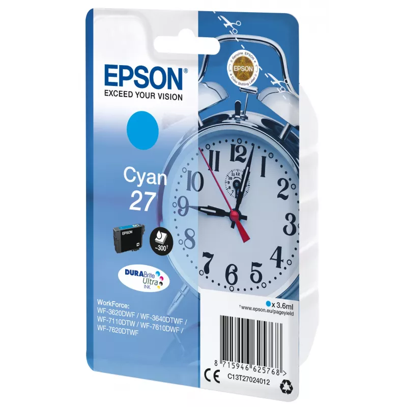 Epson Zegar budzika Singlepack cyjan 27 DURABrite Ultra Ink