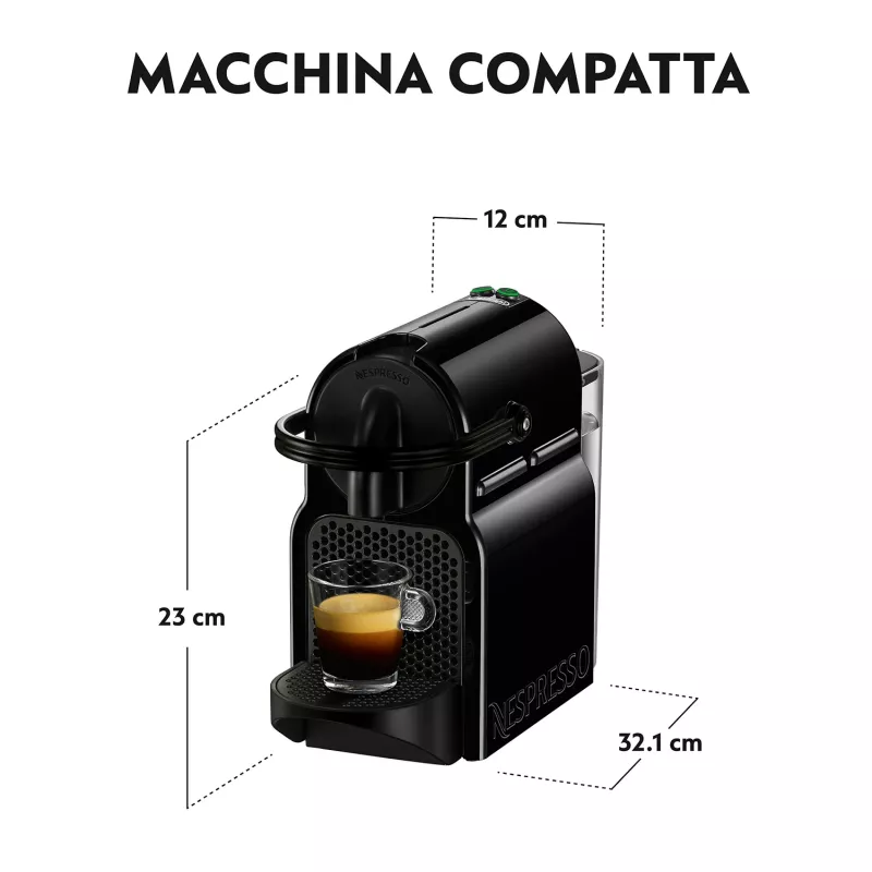 Ekspres do kawy kapsułkowej De’Longhi Inissia EN 80.BAE, Nespresso, zbiornik na wodę 0,7 l, 19 bar, czarny