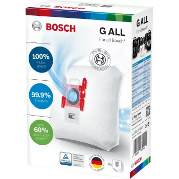 Akcesoria do odkurzacza Bosch BBZ 41FGALL — 4 worki na kurz i 1 filtr, waga 0,14 kg, kompaktowe opakowanie