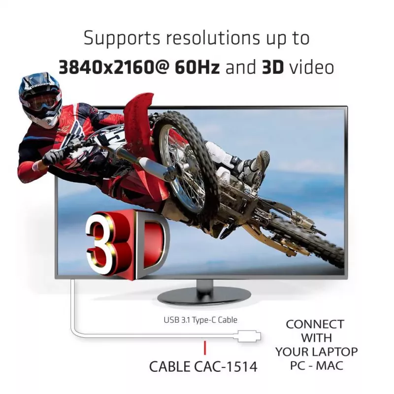 CLUB3D USB C na HDMI™ 2.0 UHD Kabel Aktywny 1,8 m/5,9 st.