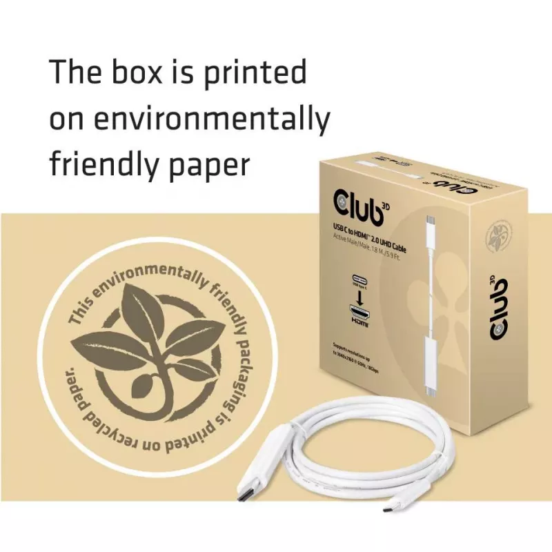CLUB3D USB C na HDMI™ 2.0 UHD Kabel Aktywny 1,8 m/5,9 st.