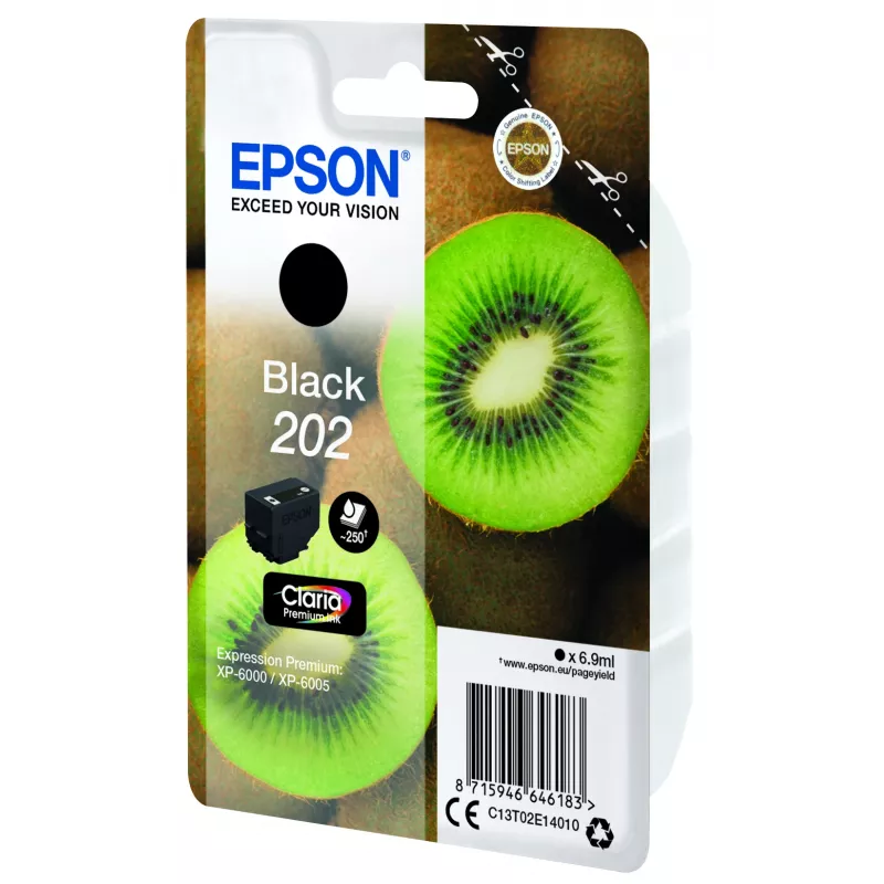 Wkład atramentowy EPSON pojedynczy Kiwi Czarny 202 Claria Premium Ink 6,9 ml
