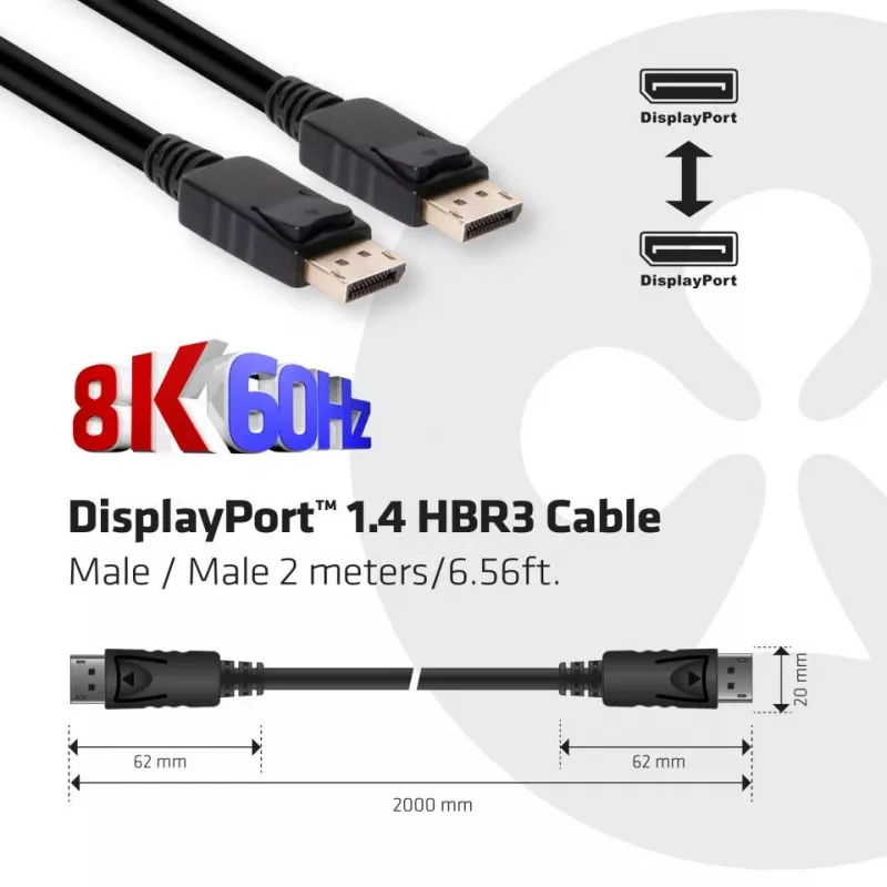 Kabel CLUB3D DisplayPort 1.4 HBR3 2m/6.56ft M/M 8K60Hz