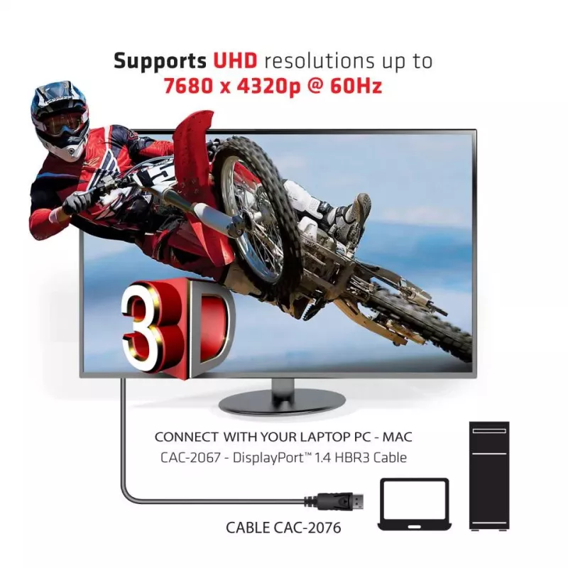 Kabel CLUB3D DisplayPort 1.4 HBR3 1m/3.28ft Męski/Męski 8K60Hz