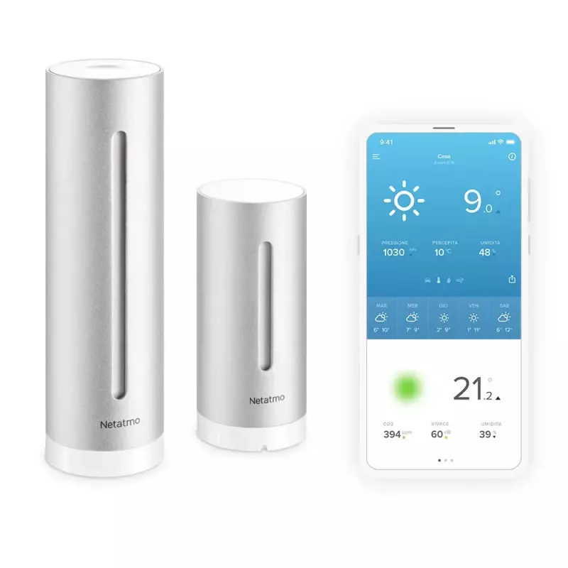 Cyfrowa stacja pogodowa Netatmo NWS01-EC, aluminium, bateria/USB, Wi-Fi