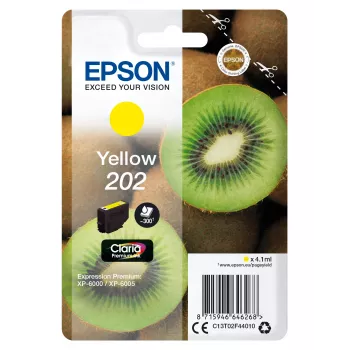Epson Kiwi Singlepack żółty 202 Claria Premium Ink, Standard Yield, żółty, atrament pigmentowy, 4.1 ml, 1 szt., 300 stron