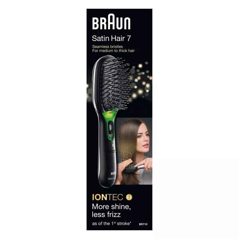 Szczotka do włosów łopatkowa BRAUN BR710 dla dorosłych, czarno-zielona, 175 g