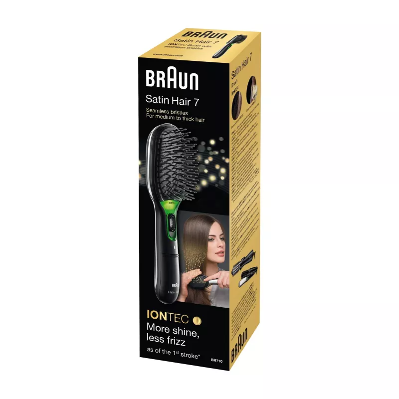 Szczotka do włosów łopatkowa BRAUN BR710 dla dorosłych, czarno-zielona, 175 g