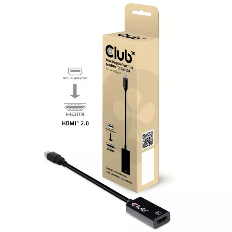 CLUB3D Mini DisplayPort 1.4 na HDMI 2.0b HDR Adapter aktywny
