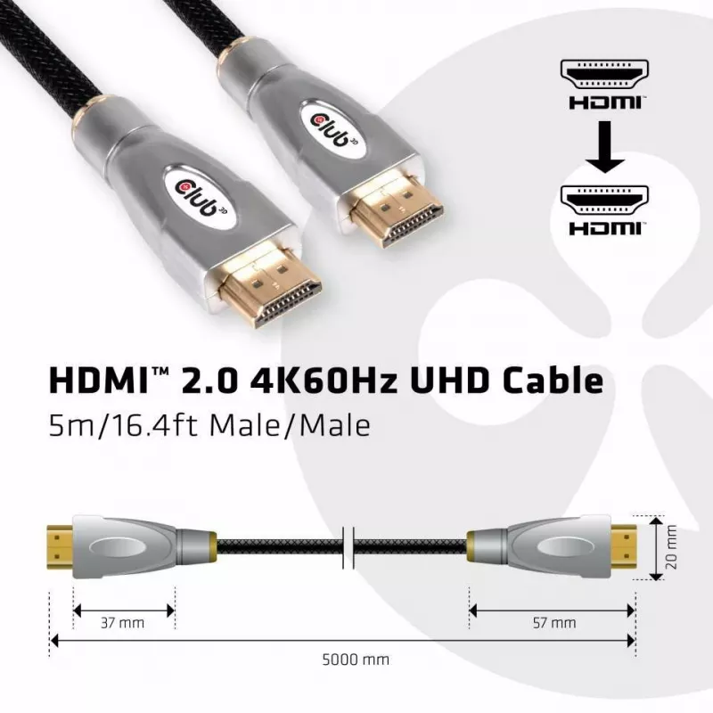 Kabel CLUB3D HDMI 2.0 4K60Hz UHD 5m/16.4ft