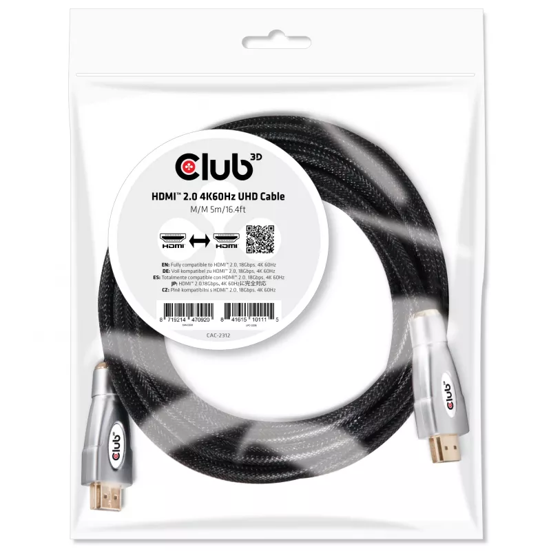 Kabel CLUB3D HDMI 2.0 4K60Hz UHD 5m/16.4ft