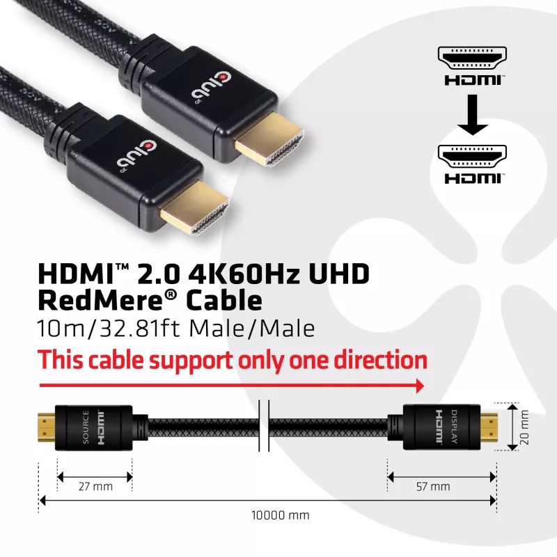 Kabel CLUB3D HDMI 2.0 4K60Hz RedMere 10m/32.8ft