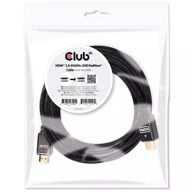 Przewód CLUB3D HDMI 2.0 4K60Hz RedMere 15m/49.2ft