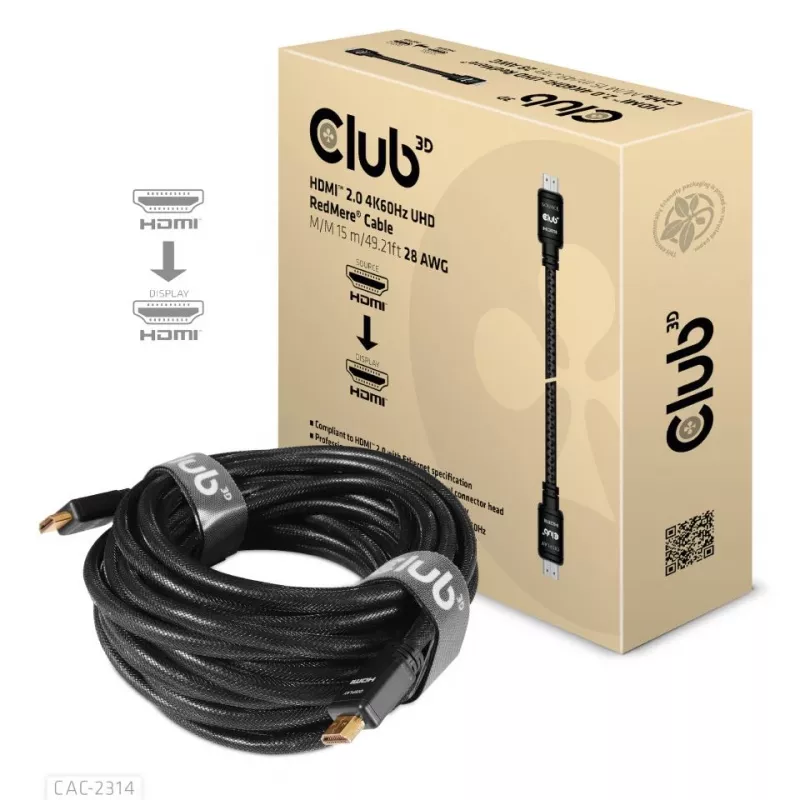 Przewód CLUB3D HDMI 2.0 4K60Hz RedMere 15m/49.2ft