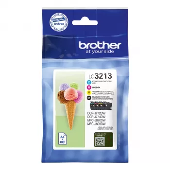 Kasetka z tuszem Brother LC3213VAL – 4 szt. – oryginalny – wysoka wydajność (XL) – czarny, cyjan, magenta, żółty