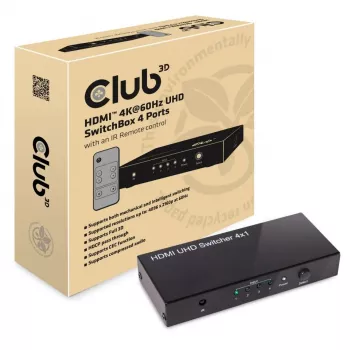 CLUB3D HDMI™ 2.0 UHD 4K60Hz SwitchBox 4 porty z pilotem IR