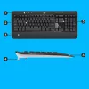 Bezprzewodowy zestaw klawiatury i myszy Logitech MK540 Advanced — pełnowymiarowa klawiatura QWERTY, odbiornik USB, układ US, ergonomiczna mysz, czarno-biały